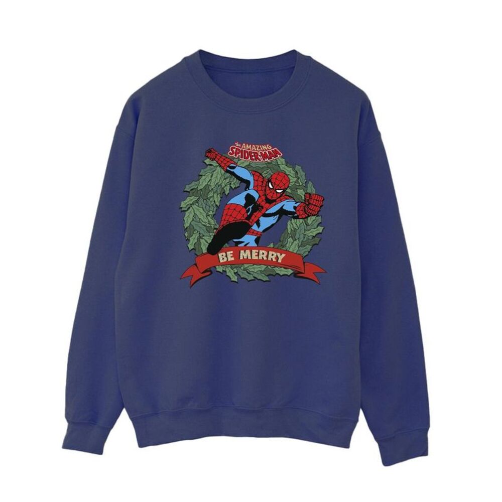 The Amazing Spider-Man Womens/Ladies Be Merry Sweatshirt / Navy Blue